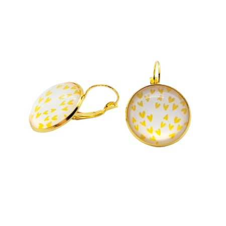 EARRINGS GOLD WITH YELLOW HEARTS
